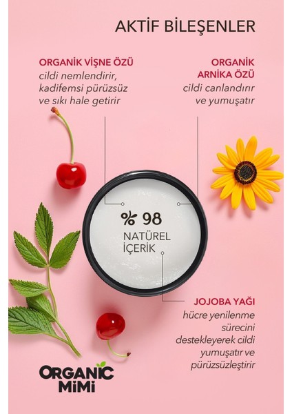 ORGANİC MİMİ Vücut Nemlendiricisi, Hafif Vücut Kremi Arnika Vişne, 200 ml/ Body Sorbet