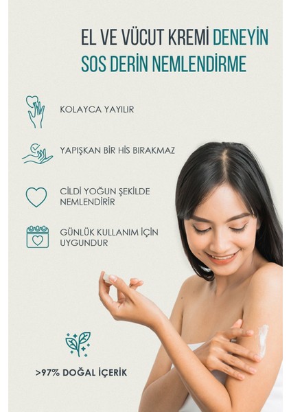 Pantenol El Vücut Bakım Kremi Nemlendirici Kuru Ciltler Için Yumuşatıcı, 400ml/ Hand & Body Cream fırsatları