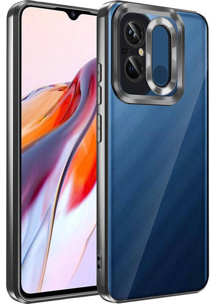 Xiaomi Redmi 12C Uyumlu Prl Kılıf Kamera Korumalı Logo Gösteren Zore Omega Kapak-Siyah