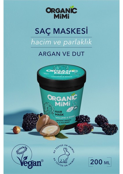 Saç Bakım Maskesi Nemlendirici Besleyici, Argan Yağı Ve Dut Özlü Hacim Ve Parlaklık, 200 ml