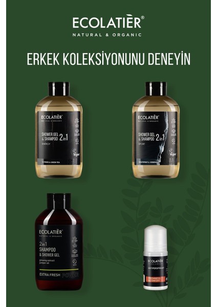 2'si 1 Arada Erkek Şampuan ve Duş Jeli Ekstra Ferah Ginseng, Dengeleyici, Aktif Detoks 400 ml /shampoo Shower Gel