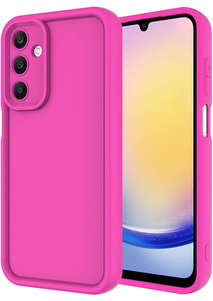 Samsung Galaxy A25 Uyumlu Prl Kılıf Kamera Korumalı Zore Ananas Kapak-Pembe Koyu