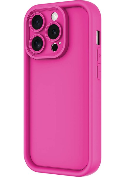 iPhone 15 Pro Max Uyumlu Prl Kılıf Kamera Korumalı Zore Ananas Kapak-Pembe Koyu