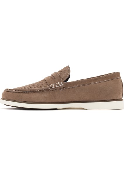 Erkek Vizon Nubuk Deri Casual Loafer 24SFD6014V3