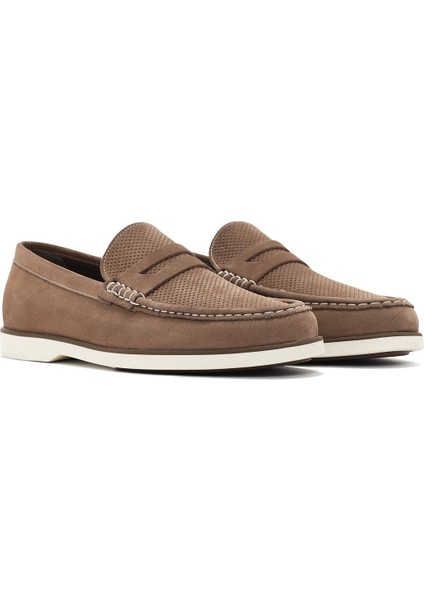 Erkek Vizon Nubuk Deri Casual Loafer 24SFD6014V3