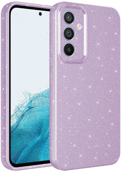 Samsung Galaxy A05S Uyumlu Prl Kılıf Kamera Korumalı Simli Lüks Zore Koton Kapak-Lila