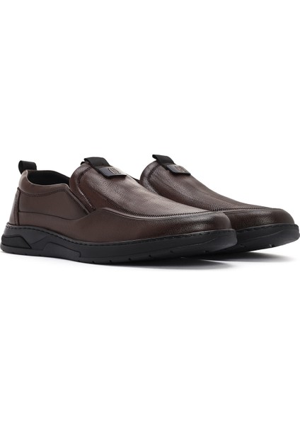 Fly Erkek Kahverengi Deri Casual Loafer 24SFD623118