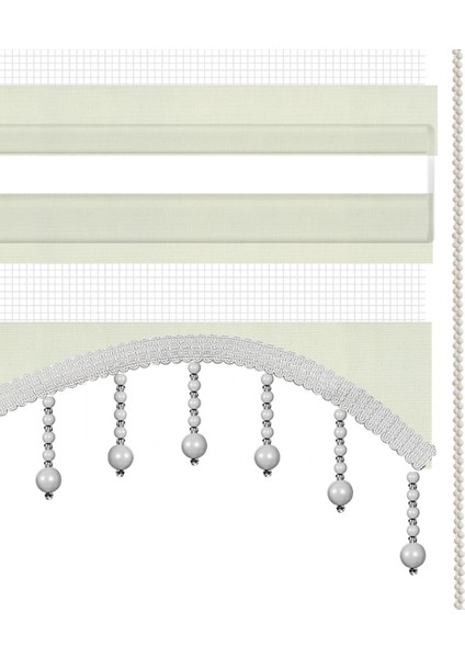 Krem Boncuklu Zebra Perde fırsatları