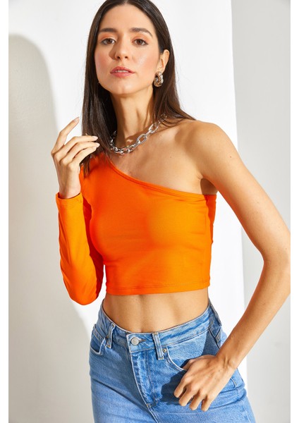 Kadın Uzun Tek Omuz Crop Bluz fiyatları