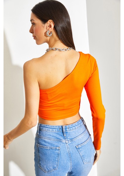 Kadın Uzun Tek Omuz Crop Bluz modelleri