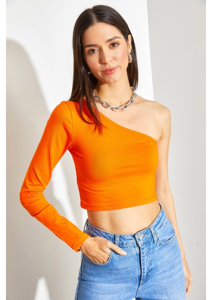 Kadın Uzun Tek Omuz Crop Bluz fırsatları