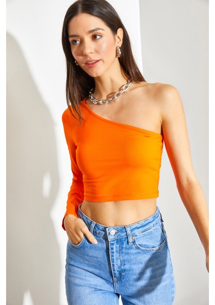Kadın Uzun Tek Omuz Crop Bluz indirimleri