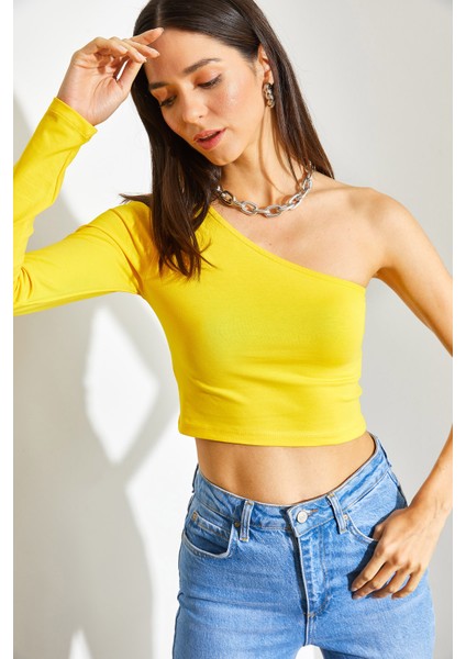Kadın Uzun Tek Omuz Crop Bluz fiyatları