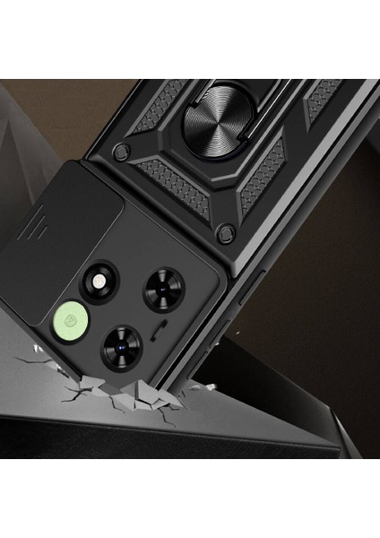 Tecno Spark Go 2024 Uyumlu Prl Kılıf Magnetik Standlı Kamera Korumalı Zore Sürgülü Vega Kapak-Mavi