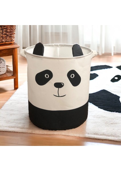 Panda Tasarımlı Bebek Çocuk Odası Düzenleyici Saklama Kutusu Oyuncak Kirli Sepeti 37 x 40