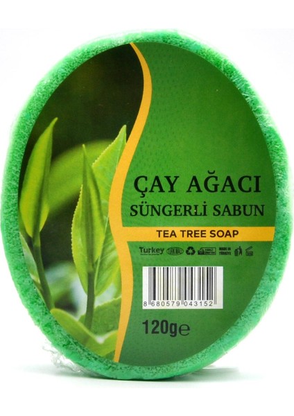 Çay Ağacı Özlü Süngerli Sabun Banyo Duş Sabunu 120 G x 3 Adet