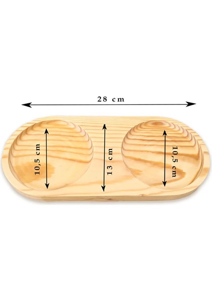 2 Bölmeli Kahverengi Ahşap Yağdanlık, Sunumluk, Sabunluk 28 cm