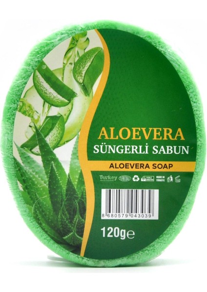 Aloevera Özlü Süngerli Sabun Banyo Duş Sabunu 120 G x 3 Adet