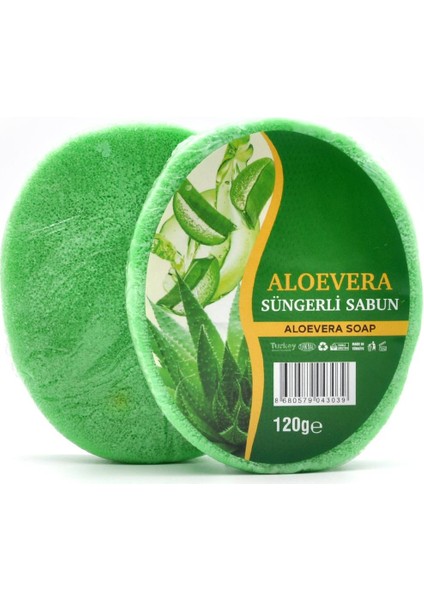 Aloevera Özlü Süngerli Sabun Banyo Duş Sabunu 120 G x 3 Adet
