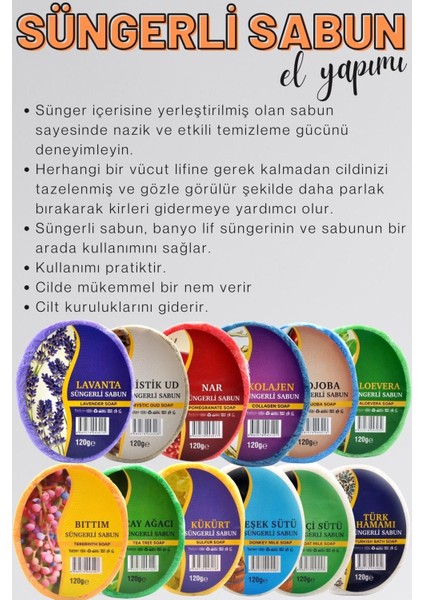 Aloevera Özlü Süngerli Sabun Banyo Duş Sabunu 120 G x 3 Adet