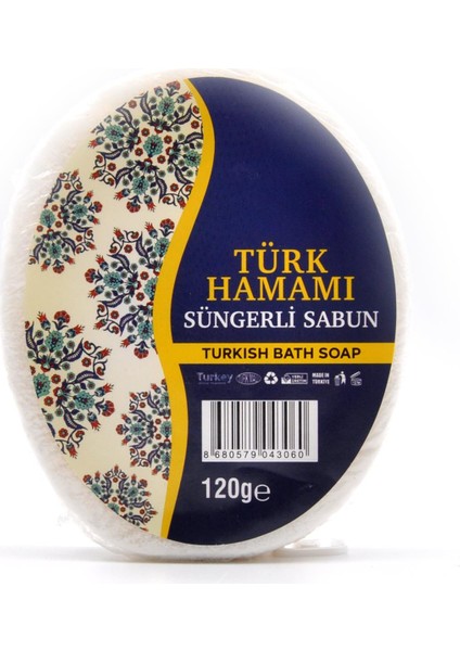 Türk Hamamı Süngerli Sabun Banyo Duş Sabunu 120 G x 3 Adet