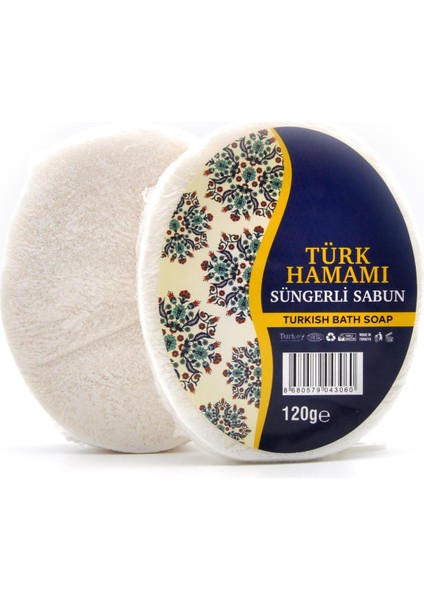 Türk Hamamı Süngerli Sabun Banyo Duş Sabunu 120 G x 3 Adet