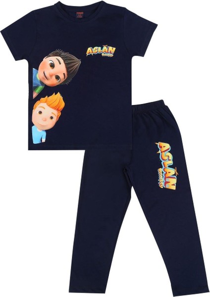 Trt Çocuk Aslan Buluşçu Erkek Çocuk Kısa Kollu %100 Pamuklu Pijama Takımı