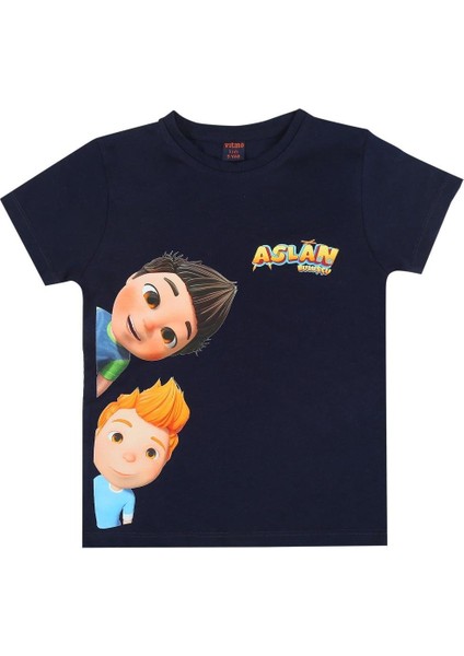 Trt Çocuk Aslan Buluşçu Erkek Çocuk Kısa Kollu %100 Pamuklu Pijama Takımı