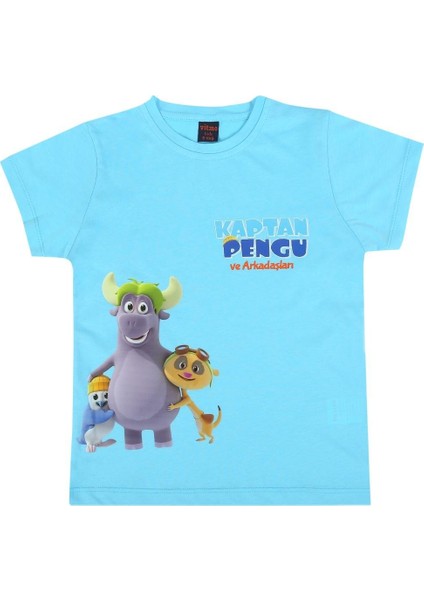 Trt Çocuk Kaptan Pengu Erkek Çocuk Kısa Kollu %100 Pamuklu Pijama Takımı