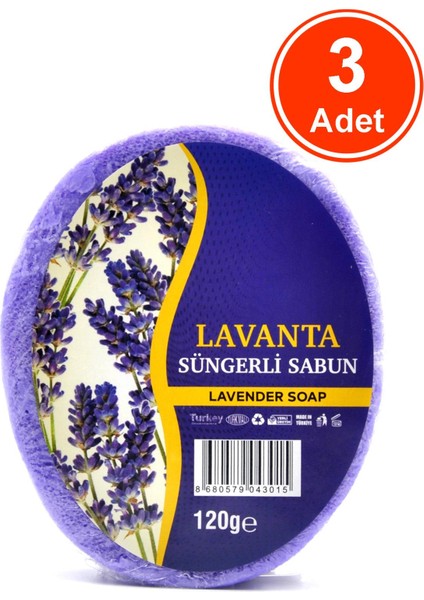 Lavanta Özlü Süngerli Sabun Banyo Duş Sabunu 120 G x 3 Adet