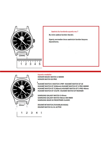 Huawei Watch Gt4/Gt3/Gt2/Gt2e 46mm Uyumlu Metal Hasır Kordon 22MM