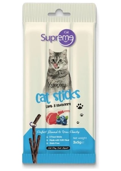 Cat Sticks Kuzu Etli ve Yaban Mersinli Kedi Ödül Çubukları 3X5GR