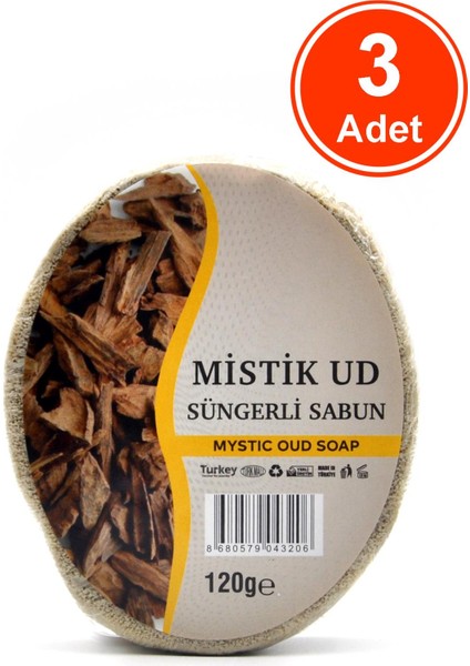 Mistik Ud Özlü Süngerli Sabun Banyo Duş Sabunu 120 G x 3 Adet