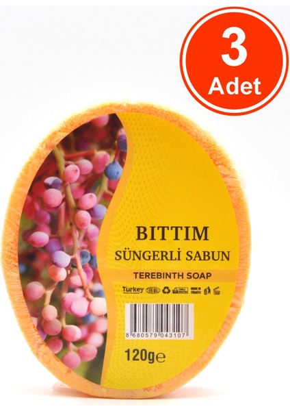 Bıttım Özlü Süngerli Sabun Banyo Duş Sabunu 120 G x 3 Adet