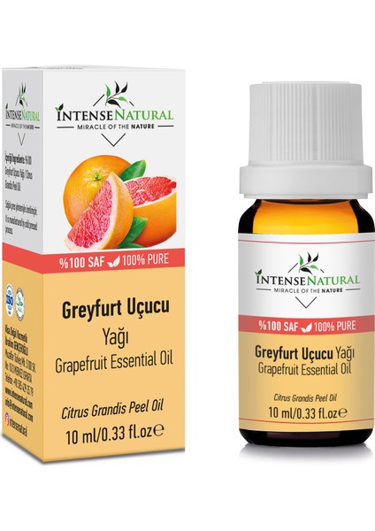 Intense Natural Greyfurt Uçucu Yağı 10 ml %100 Saf ve Doğal Grapefruit Essential Oil