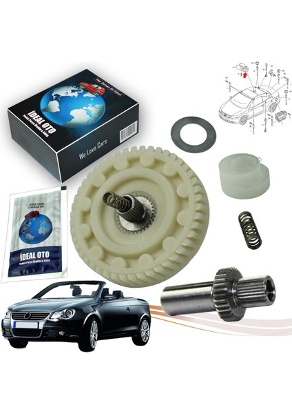 Vw Eos 1f7 1f8 Plastik Panaromik Sunroof Motor Dişli Tamir Seti 92104500, 1704133B, 1Q0959591C, 1Q0959591