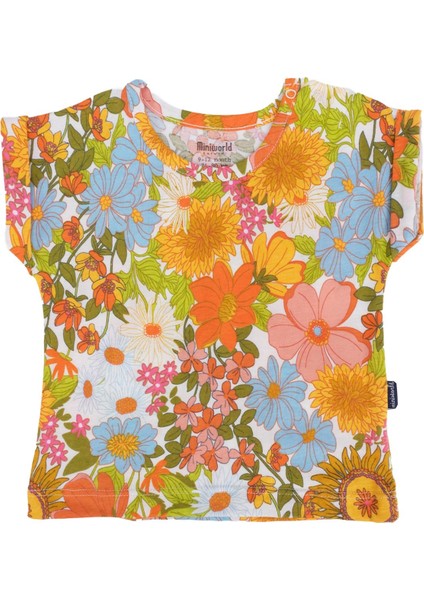 Çiçek Baskılı Bisiklet Yaka T-Shirt 2'li Set modelleri