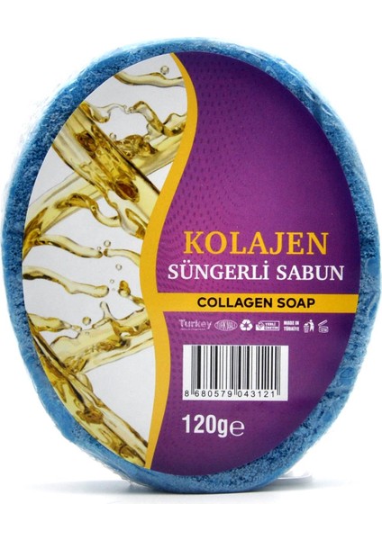 Kolajen Özlü Süngerli Sabun Banyo Duş Sabunu 120 G x 3 Adet