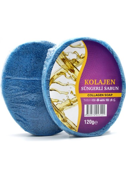 Kolajen Özlü Süngerli Sabun Banyo Duş Sabunu 120 G x 3 Adet
