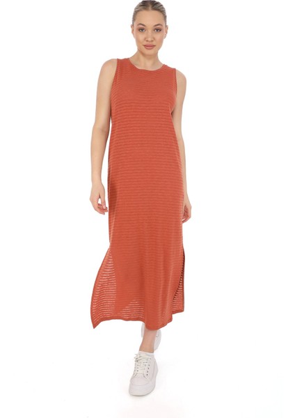 Transparan Plaj Elbise-Taba