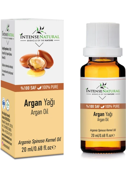 Intense Natural Argan Yağı Soğuk Sıkım 20 ml %100 Saf ve Doğal Argania Spinosa Oil