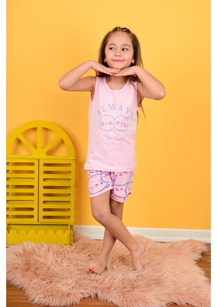 Kız Çocuk Askılı Pijama Takımı Always Smile Somon fiyatları
