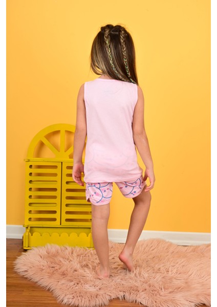 Kız Çocuk Askılı Pijama Takımı Always Smile Somon modelleri