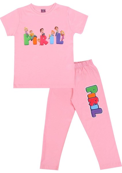 Trt Çocuk Pırıl Kız Çocuk Kısa Kollu %100 Pamuklu Pijama Takımı