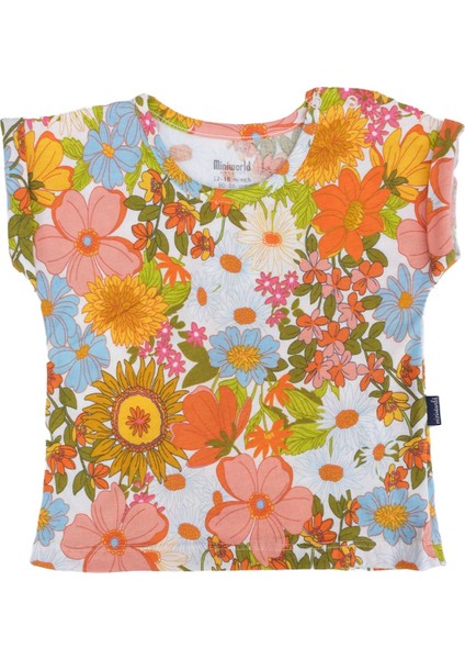 Çiçek Baskılı Bisiklet Yaka T-Shirt 2'li Set modelleri