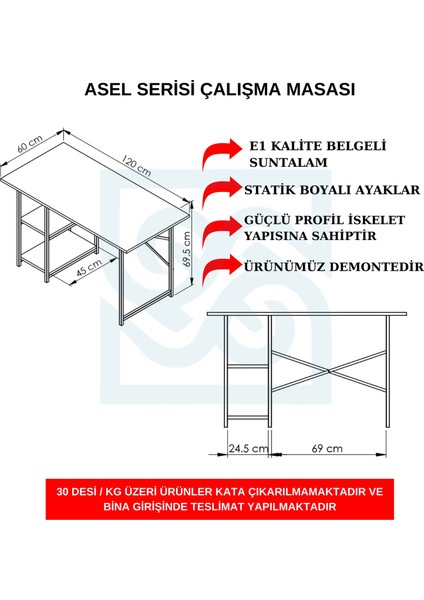 Salıngaç Home Asel Serisi 60X120 Barok Ahşap Desenli Çalışma Masası, Çok Amaçlı