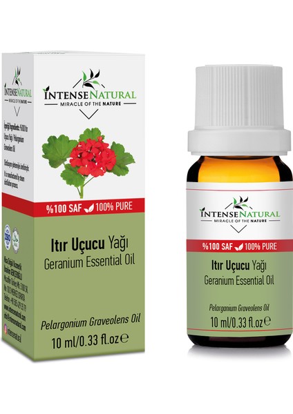 Intense Natural Itır Uçucu Yağı 10 ml %100 Saf ve Doğal Sardunya Çiçeği Geranium Essential Oil