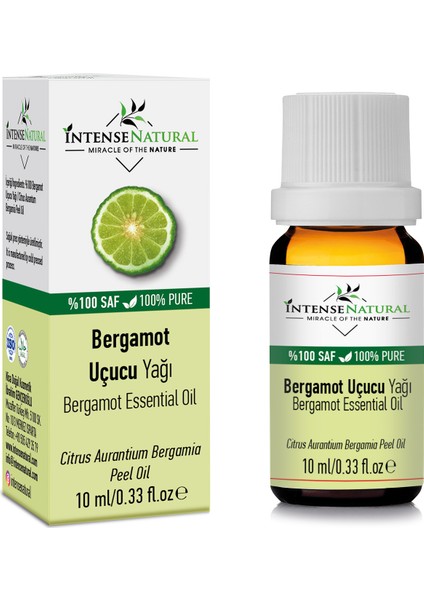 Intense Natural Bergamot Uçucu Yağı 10 ml %100 Bergamut Saf ve Doğal Bergamot Essential Oil