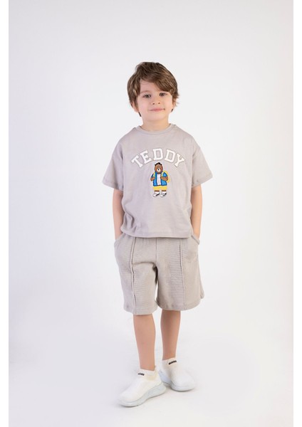 Erkek Çocuk Teddy Ayıcık Işlemeli Şortlu Yazlık Basic Ikili Takım 2-5 Yaş