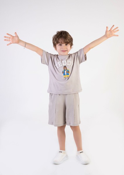 Erkek Çocuk Teddy Ayıcık Işlemeli Şortlu Yazlık Basic Ikili Takım 2-5 Yaş modelleri